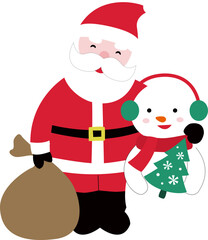 santa claus with snowman