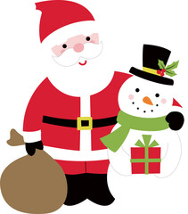 santa claus with snowman