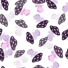 Magical magic fly agaric seamless pattern. Creative mushrooms silhouettes wallpaper.