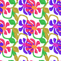Decorative retro abstract flower seamless pattern. Vintage stylized flowers background.