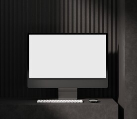 Workspace Computer Blank Screen, Mockup template.