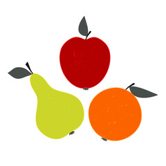 A set of fruits - apple, pear, orange,. A symbol of healthy eating. Vector illustration