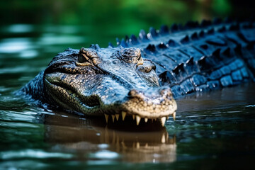 Fototapeta premium Crocodile in the river.Generative Ai.