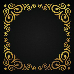 Golden luxury ornamental frame, Wedding, party, invitation background, Royal gold frame, antique, vintage gold style 34, abstract black gold.