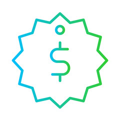 Price Business and Finance icon with green and blue gradient outline style. money, business, payment, commerce, bank, finance, cash. Vector illustration