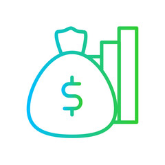 Revenue Business and Finance icon with green and blue gradient outline style. growth, profit, increase, investment, income, payment, progress. Vector illustration