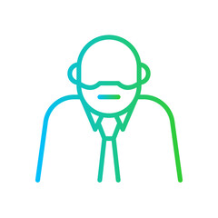 Executive Business and Finance icon with green and blue gradient outline style. people, employee, corporate, team, businessman, ceo, leader. Vector illustration