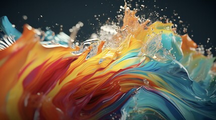 Obraz na płótnie Canvas orange and blue water splash wave
