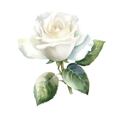 Watercolor white rose illustration of white peonies. Generative AI, png image.
