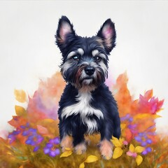 This charming watercolor illustration captures the playful spirit of man's best friend. Created with care and attention to detail, this piece features a lovable dog in a bright and colorful style that
