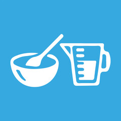 Pouring milk into bowl, line icon. Water jug and bowl linear style sign. Cooking and baking instruction outline vector icon. Symbol, logo illustration. Vector graphic