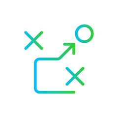 Strategy Business and Finance icon with green and blue gradient outline style. success, teamwork, target, development, solution, concept, goal. Vector illustration