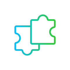 Puzzle Business and Finance icon with green and blue gradient outline style. solution, element, shape, part, connection, strategy, match. Vector illustration