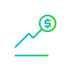 Financial Growth Business and Finance icon with green and blue gradient outline style. profit, increase, investment, success, stock, economy, arrow. Vector illustration