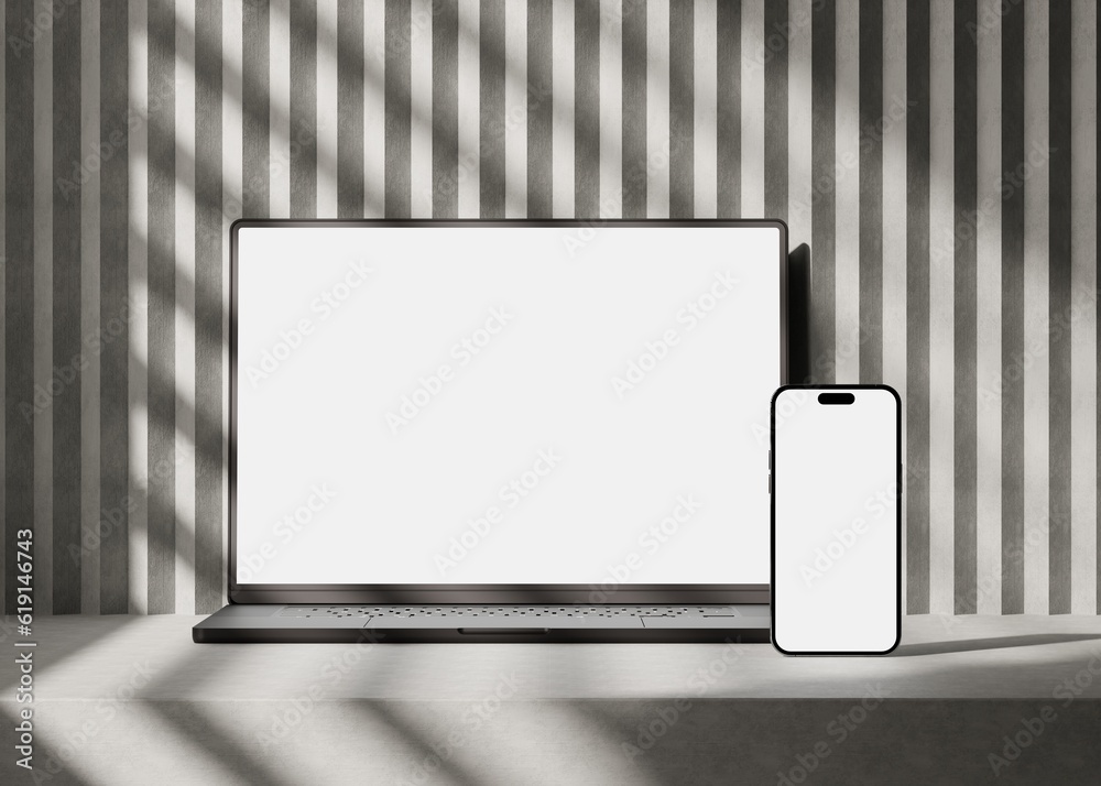 Wall mural responsive web design and website mockup, devices collection mockups, smartphone desktop tablet lapt