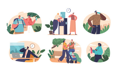 Set Of Male And Female Characters Consume Water To Sustain Hydration And Support Body Functions Vector Illustration