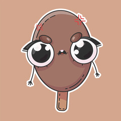 Vector illustration of ice cream character sticker