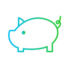 Piggy Bank Business and Finance icon with green and blue gradient outline style. money, coin, cash, dollar, economy, save, savings. Vector illustration