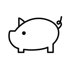 Piggy Bank Business and Finance icon with black outline style. money, coin, cash, dollar, economy, save, savings. Vector illustration