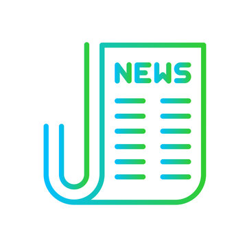 Newspaper Business and Finance icon with green and blue gradient outline style. news, media, press, article, paper, information, daily. Vector illustration