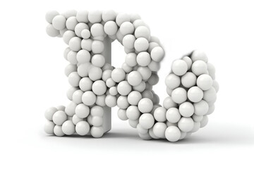 illustration of letter R made from big white candies on white background