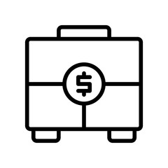Fototapeta premium Money briefcase Business and Finance icon with black outline style. work, modern, baggage, suitcase, object, luggage, accessory. Vector illustration