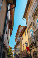 Beautiful streets and architecture in the old town of Guimaraes, Portugal.