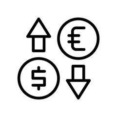Money Exchange Business and Finance icon with black outline style. dollar, currency, payment, savings, change, economy, stock. Vector illustration