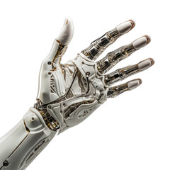 A robot hand isolated on transparent background - Generative AI