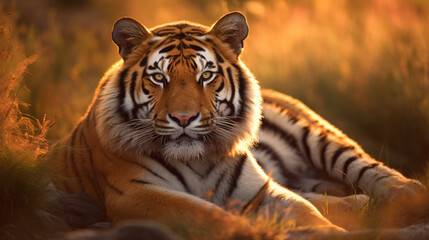 Fototapeta na wymiar tiger in the jungle HD 8K wallpaper Stock Photographic Image