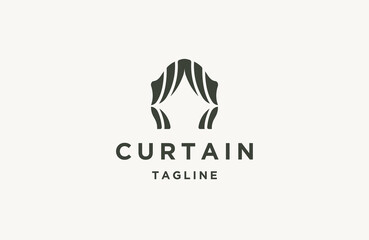 Curtain logo icon design template flat vector