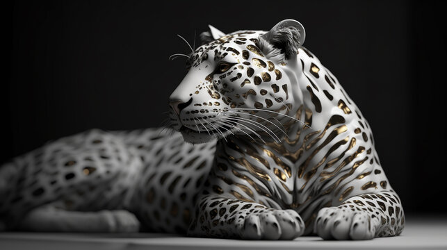 leopard on black background HD 8K wallpaper Stock Photographic Image