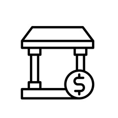 Bank Business and Finance icon with black outline style. banking, currency, exchange, payment, building, office, economy. Vector illustration