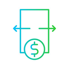 Transaction Business and Finance icon with green and blue gradient outline style. payment, pay, buy, credit, transfer, dollar, account. Vector illustration