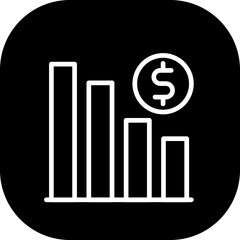 Economic Crisis Business and Finance icon with black filled outline style. finance, decrease, recession, arrow, dollar, chart, graph. Vector illustration
