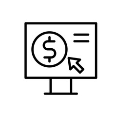 Pay Per Click Business and Finance icon with black outline style. business, technology, media, service, mobile, network, digital. Vector illustration