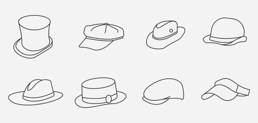 set of hat logo icon design, image hat vintage illustration design