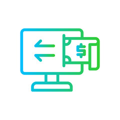 Online Payment Business and Finance icon with green and blue gradient outline style. money, card, finance, pay, mobile, transaction, digital. Vector illustration