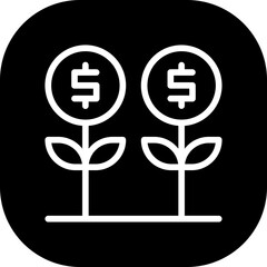 Money Plant Business and Finance icon with black filled outline style. growth, investment, dollar, financial, concept, profit, grow. Vector illustration