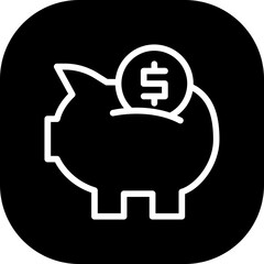 Piggy Business and Finance icon with black filled outline style. money, bank, cash, dollar, investment, savings, safe. Vector illustration