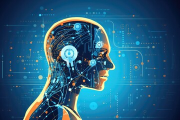 Artificial intelligence and machine learning. Generative AI - obrazy, fototapety, plakaty