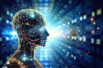 Artificial intelligence and machine learning. Generative AI - obrazy, fototapety, plakaty