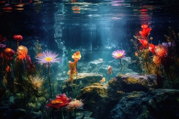 Fototapeta na wymiar Fantastic background of water with vibrant colors. Generative AI