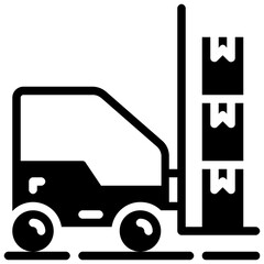 forklift glyph vector icon
