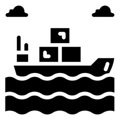 shipping ship glyph vector icon