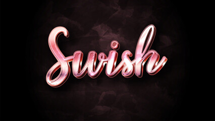 Rose gold text effect, swish text style on dark red textured background