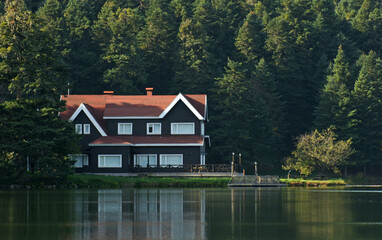 Fototapeta na wymiar Golcuk Lake in Bolu, Turkey, is one of the country's important natural areas.
