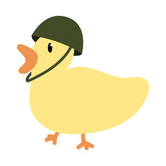 Army Duck Cute animal sticker icon with full color style. duck, cartoon, character, army, wild, animal, military. Vector illustration