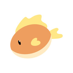 Fish Cute animal sticker icon with full color style. ocean, sea, cartoon, animal, water, fishing, salmon. Vector illustration