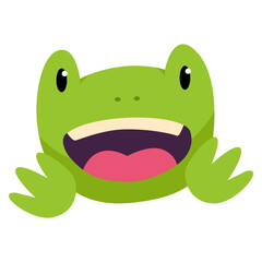 Frog Cute animal sticker icon with full color style. cartoon, frog, character, funny, happy, smile, green. Vector illustration